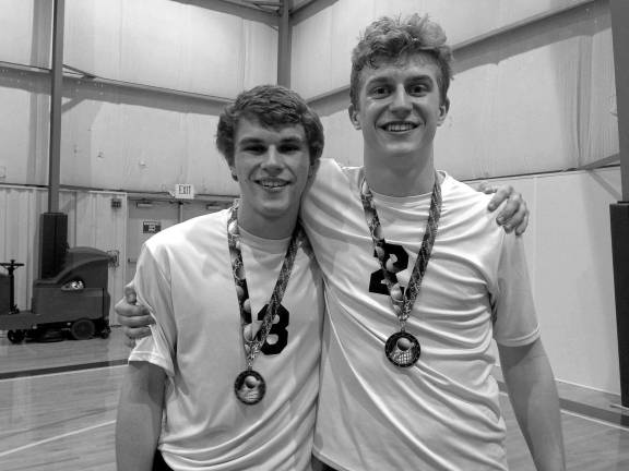 Pictured are Jeremiah Krauss (left) and Andrew Sorton after winning their last tournament this past weekend in Scranton. Missing is Joshua Croll. (Photo provided)