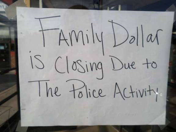 Some businesses near the center of the manhunt closed. (Photo by Nathan Mayberg)