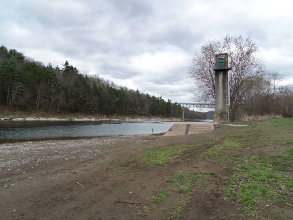 This view north of Milford beach shows the Delaware River at a low level (File photo by Charles Reynolds)