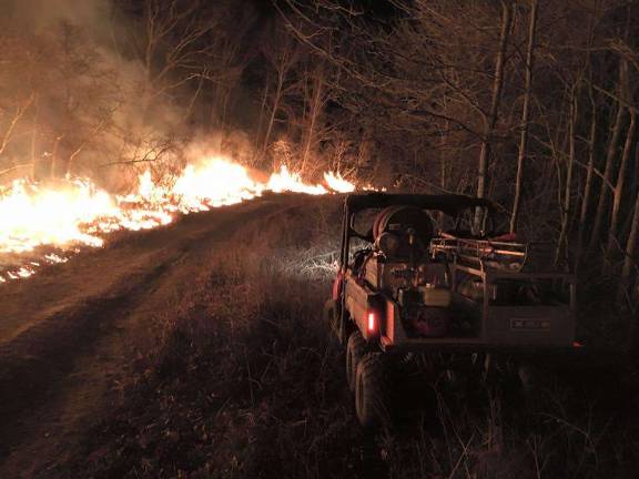 A Dingman Township Volunteer Fire Department truck at the scene (Photo contributed by the Dingman Township Volunteer Fire Department)