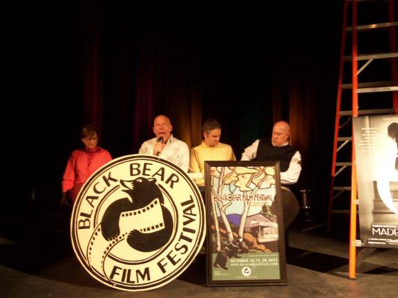 Shirley Masou, Jerry Beaver, Preston Erhler and Justin Riddle announce the lineup of films for the 14th Annual Black Bear Film Festival. (Photo by Charles Reynolds)