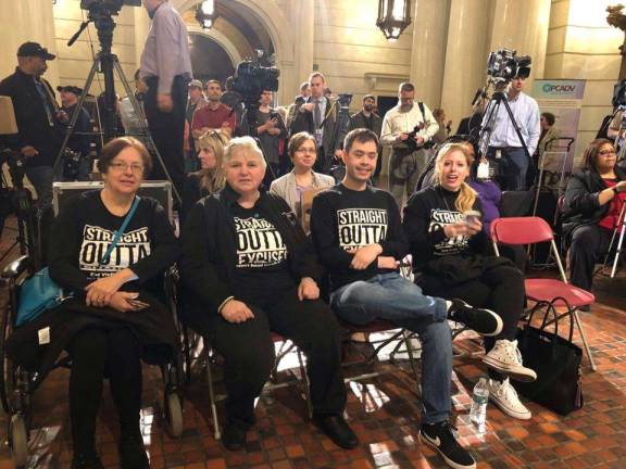 The VIP team from Honesdale, wearing &quot;Straight Outta Excuses&quot; T-shirts, are pictured advocating for victims in the state capitol last Wednesday (Victims' Intervention Program Facebook page)