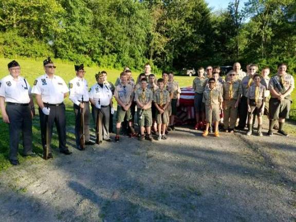 American Legion Post 254 of Honesdale with the Boy Scouts of America Troop 1 at Flag Day services (Photo provided)