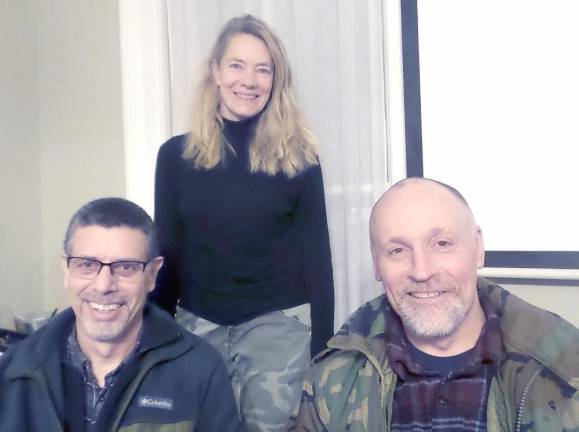 From right are retired National Park Ranger Lawrence Commisso, who presented safety tips and how to approach homeless people; Tamara Chant, who headed the PIT count in Pike County and also searched for the homeless; and Mark Madsen, who joined the search.