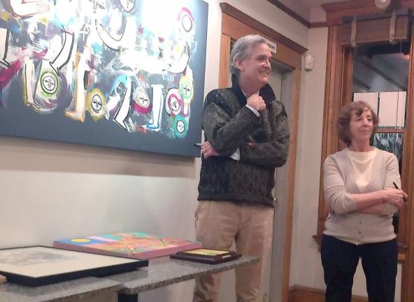 Mayor Sean Strub with Diane Guendel, chair of the board of directors at Green Trees Early Learning Center