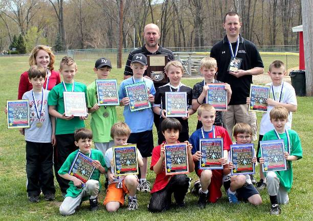 Pictured in front are: Travis Kelly, Mason Van Horn, Fernando Larrea, John Jack Pfuhler, Daniel Zhivkovich, Peyton Kelly; middle row, Hunter Zuelch, Owen Henry-Cornell, Hunter Sickler, Matthew Salus, Nicholas Kaylani, Steven Schermerhorn, Conor Leone; and in back, coaches J. Zuelch, A.Leone, and J.Salus