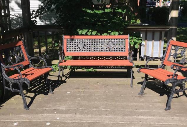 Councilwoman Farrell also purchased and painted a picnic table and two Adirondack chairs for the borough’s riverfront property