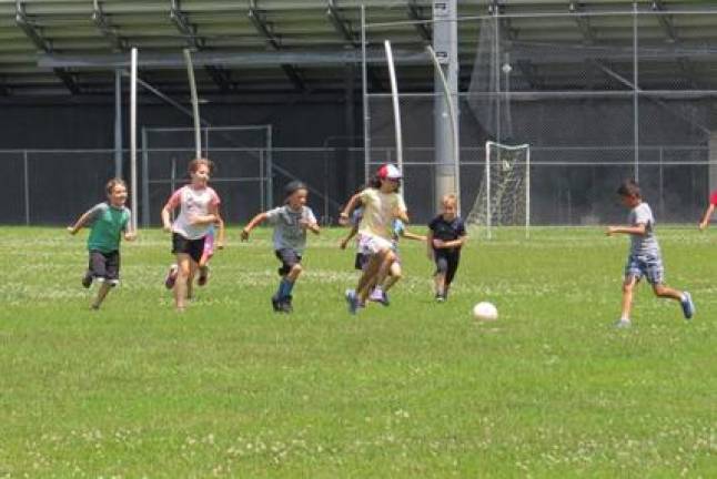 Campers learned the skills needed to play soccer.