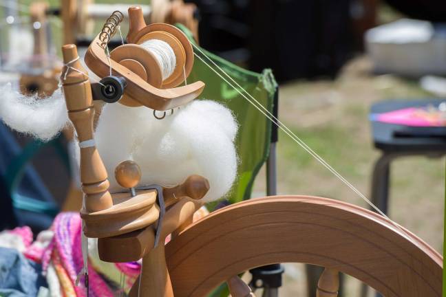 Photo by Bryan Haeffele A close-up look at wool on a spinning wheel.