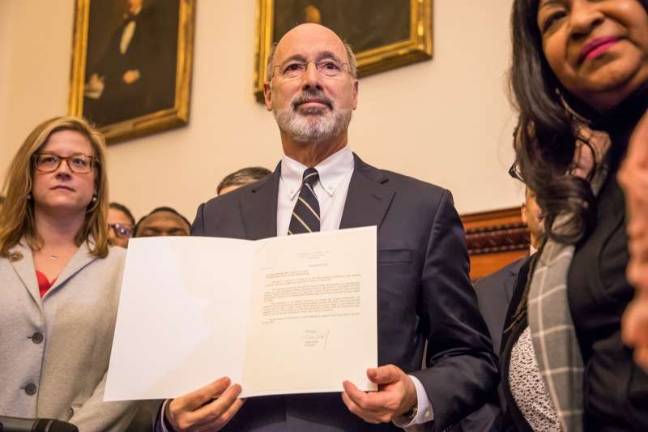 Governor Tom Wolf vetoed Senate Bill 3, which he called "anti-choice legislation that would severely limit women’s reproductive rights and health care options." He was joined by Philadelphia Mayor Jim Kenney, legislators, local elected officials, and women’s reproductive rights advocates for the event in the Mayor’s Reception Room. (Photo provided)