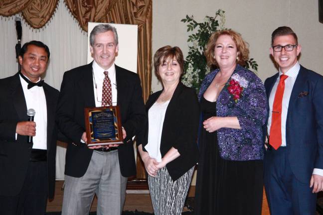 Hall of Fame: Royal Furniture of Port Jervis (from left): Amador Laput, Chamber President 2015; Kevin Jacobs and Susan Krause, Royal Furniture; Charlene Trotter, Chamber Executive Director; and Denny Corby