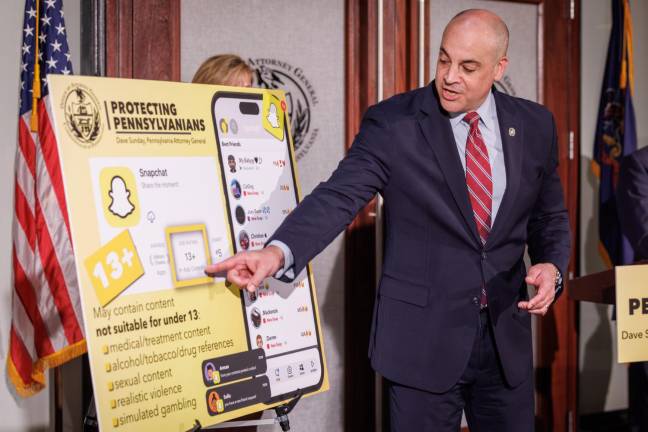 Attorney General Dave Sunday at a press conference announcing the lawsuit against Snap, Inc. — owner-operators of Snapchat — regarding the social media giant’s alleged failures to warn users of platform addictiveness and protect children from compulsive use.