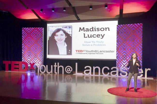 Madison Lucey gives a TED talk (Photo provided)