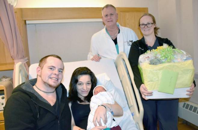 From left: Ryan Conklin, Sammi Green and Jaxon, Dr. Rittenhouse and Stephanie Gravell, RN.