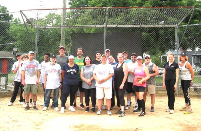 Photograph includes members of both the Borough and Columns teams. taken after July 5th game