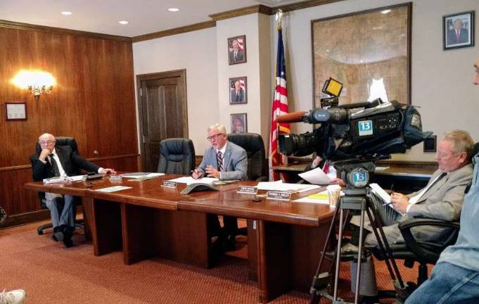 The Pike County Commissioners hear complaints about lines at the polls (Photo by Anya Tikka)