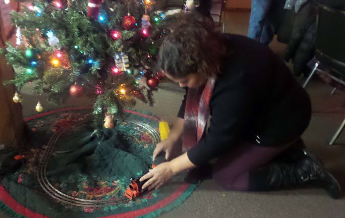 A toy train circled the tree (Photo by Frances Ruth Harris)