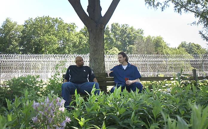 From the film ‘Coldwater Kitchen’ (left) Chef Jimmy Hill with participant in the program.