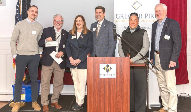 Left to Right: Rick Little, executive director, Greater Pike Community Foundation; Pike County Commissioner Matthew Osterberg; Senator Lisa Baker; Representative Jeff Olsommer; Pike County Commissioners Christa Caceres and Ronald Schmalzle.