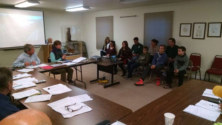 The Pike County Conservation Board listens to students and scouts make their presentation (Photo provided)