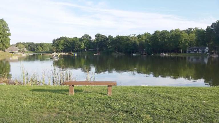 The lake side site of the Pocono Lakefront Project, where Pike County’s first seven-story building will be constructed. (Photo by John Zullo)