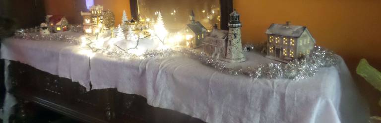 A Christmas village greeted partygoers in the Foundation Room (Photo by Frances Ruth Harris)