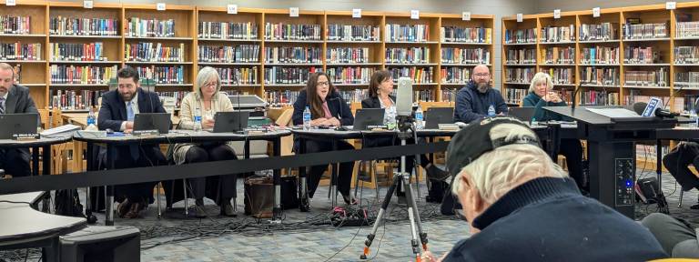 DVSD BOE addresses large crowd at March 19 meeting.