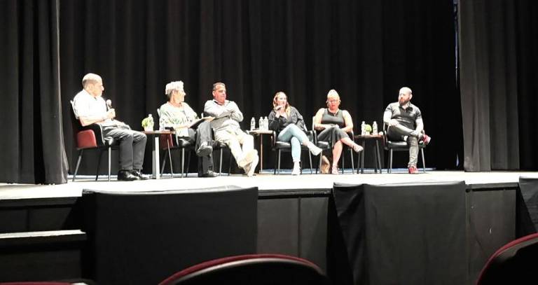 From Left to right: John DiLeo, Sharon Daniel, Bobby Pacella, Rebekah Koellner, Kaylynne Doran, and Shaun Whitehead. Also on the phone was Chef Jimmy Lee Hill.