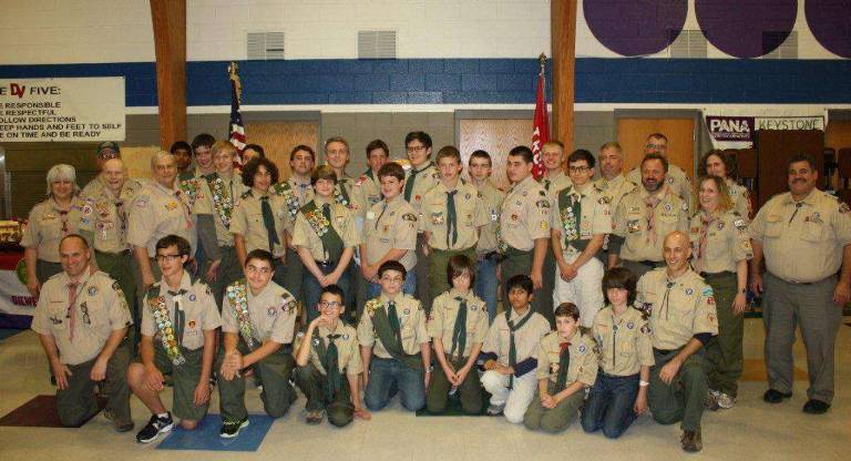 Boy Scout Troop 76, together with their Scoutmaster, Assistant Scoutmasters, Wood Badge Staff, and parents celebrated their Court of Honor on October 20, 2015 at Shohola Elementary School. (Photo provided)