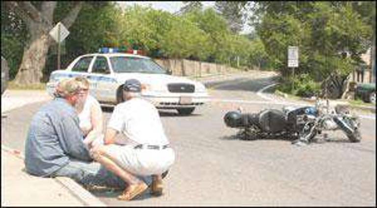 Motorcycle versus SUV was no contest
