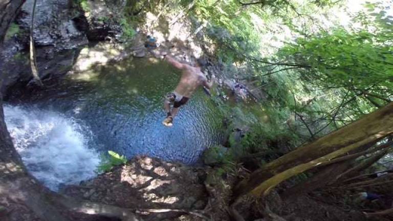 Cliff jumping at Adams Falls appears to be popular, from the many images and videos, like this one, posted on YouTube and social media.