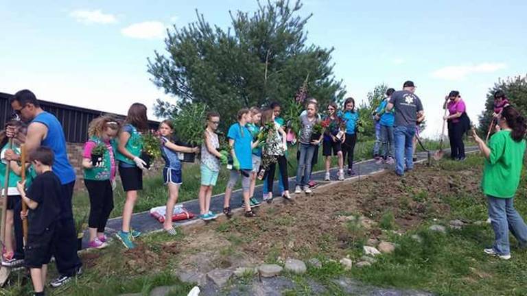 Local Girl Scouts helped with landscaping (Photo provided)