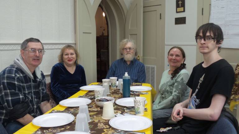 Doug Klee, Sherri and Ellsworth Vanhouten, Linda Klee and Thomas Klee (also know as Tommy Skywalker 11, his work name) are ready to dig in