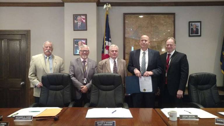 From left: Pike County Commissioner Richard Caridi, Commissioners' Chair Matt Osterberg, Commissioner Steven Guccini, Pike County Chief Probation Officer Jeff Angradi, and Pike County Judge Gregory  H. Chelak (Photo provided)