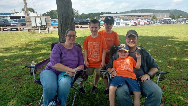 Shohola family Jessica and Brandon Woodward with kids Logan, Lucas, and Liam were excited to take part in the eclipse event.