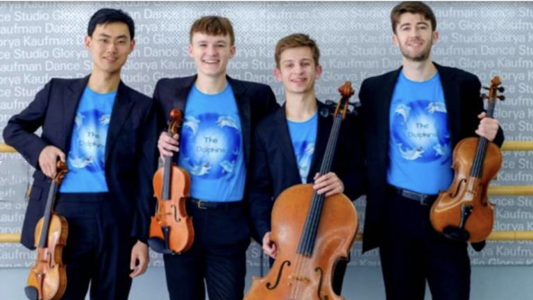 The Dolphins String Quartet will perform on Sunday, April 26 at 3:00 p.m. in the Great Hall at Grey Towers.