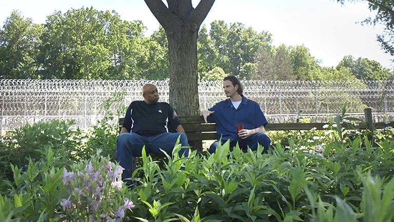 From the film ‘Coldwater Kitchen’ (left) Chef Jimmy Hill with participant in the program.