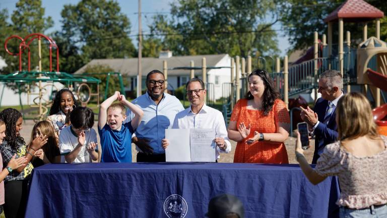 Gov. Josh Shapiro announces Pennsylvania’s new recess requirement at North Wales Elementary School in Montgomery County.