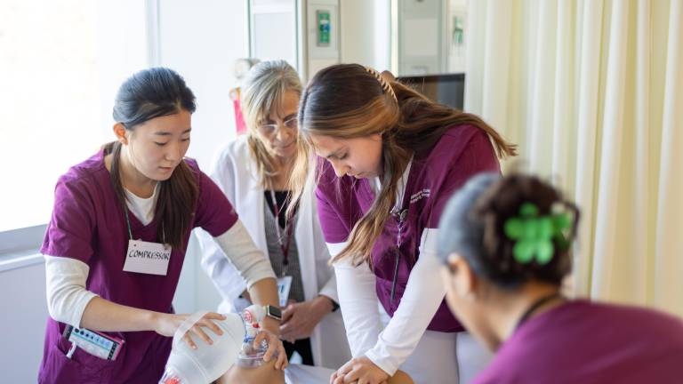 Ramapo College nursing students work in a simulation lab. Photo provided by Ramapo College of New Jersey.