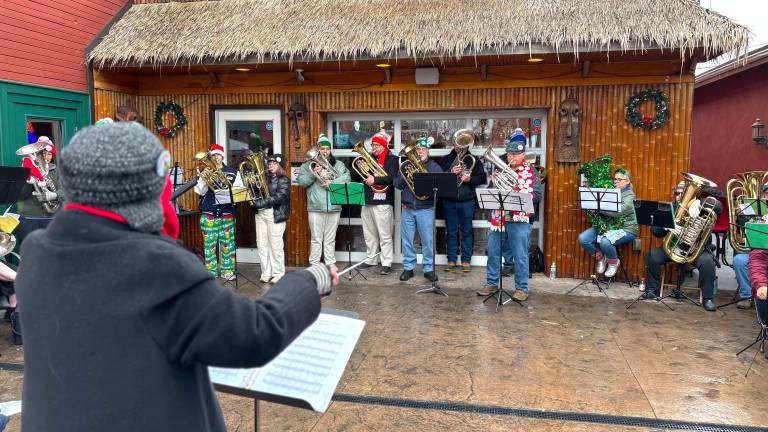 A few of the 40 musicians from the Tuba Concert Group as Betsy Krakowiak conducts.
