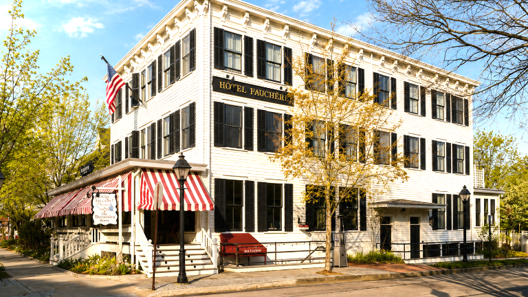 Street view of Hotel Fauchère, a boutique hotel founded in 1852.