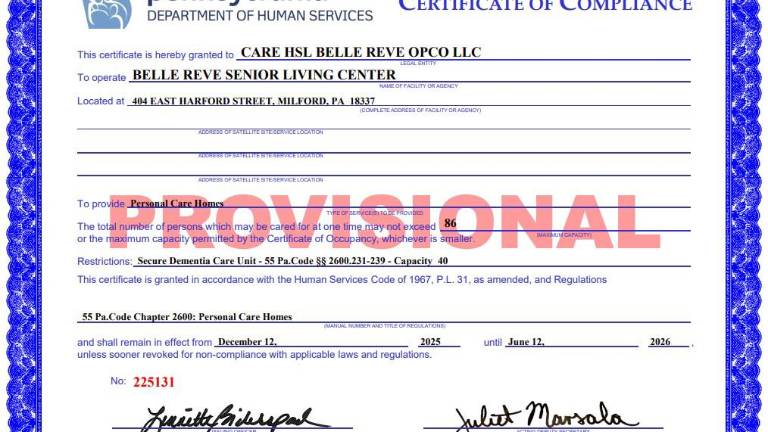 Belle Reve operating on a provisional license