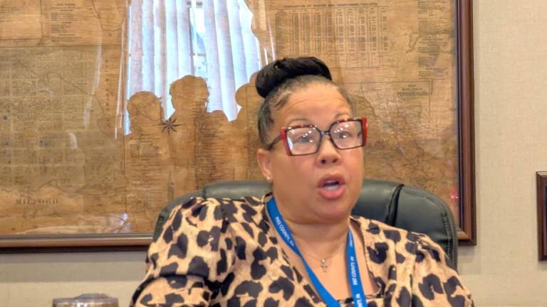 Commissioner Christa Caceres responds to a question during the Pike County Commissioners meeting on Feb. 4, 2026.