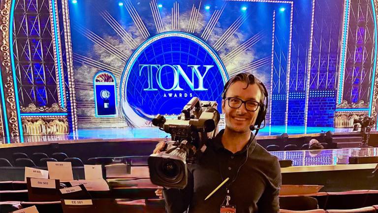 DVSD grad Dan Balton working the Tony Awards. Photo courtesy of Del.Aware.