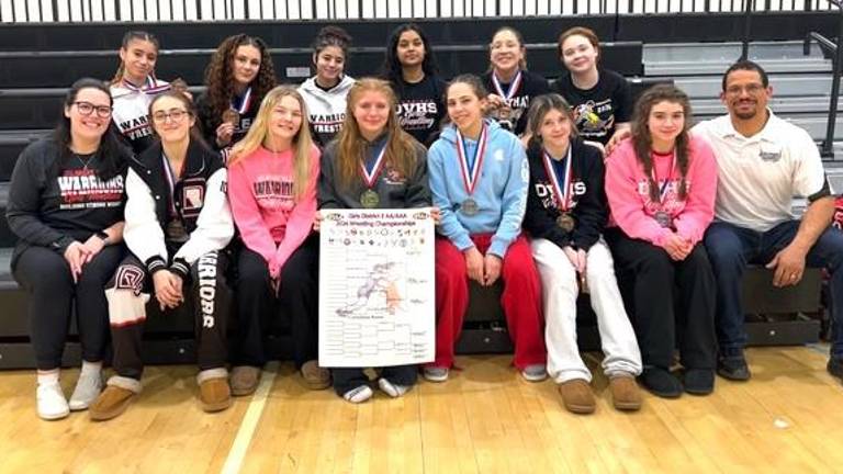 Delaware Valley High School girls wrestling at the PIAA District 2 Championships.